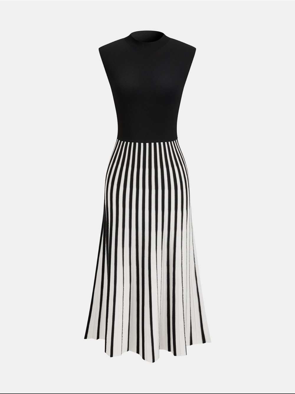 Commense Black Bodice with Black & White Striped Maxi Skirt